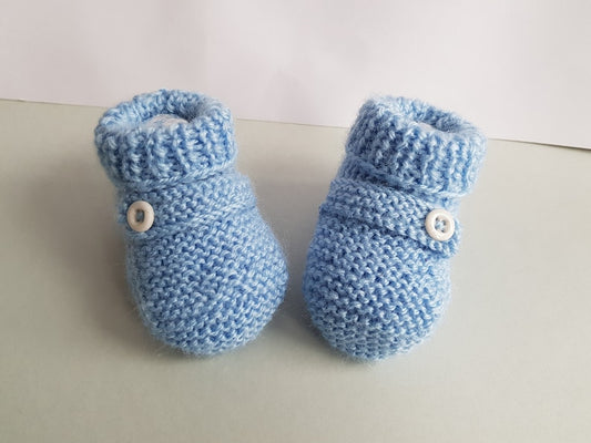 Blue knitted baby slippers 0/3months